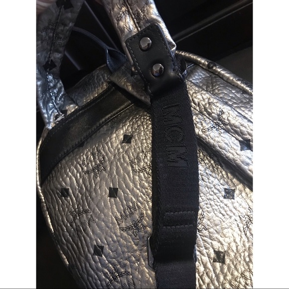 MCM Studded Stark Silver Metallic Backpack - Picture 9 of 12